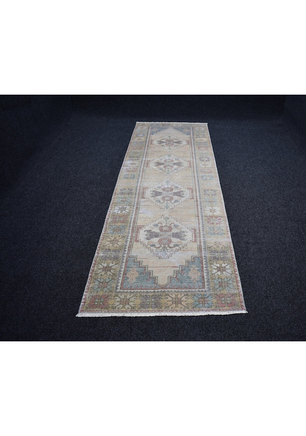 Resim Zehra Abla Halı Vintage El Dokuma Şaheser Pastel Göbekli Cappadocia Yolluk Yün Halı 7000 Çok Renkli 