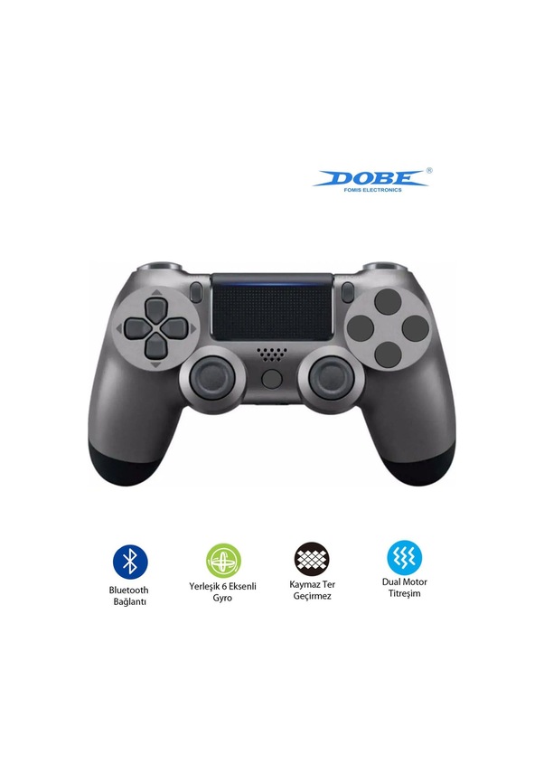 Resim Ps4-pc-android Box-android-Apple Uyumlu iOS Telefon Tablet Titreşimli Bluetooth Oyun Kolu Antrasit 