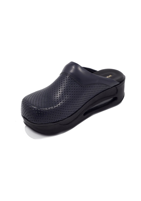 Resim Kadın Hakiki Deri Lacivert Sabo Terlik-Lacivert 