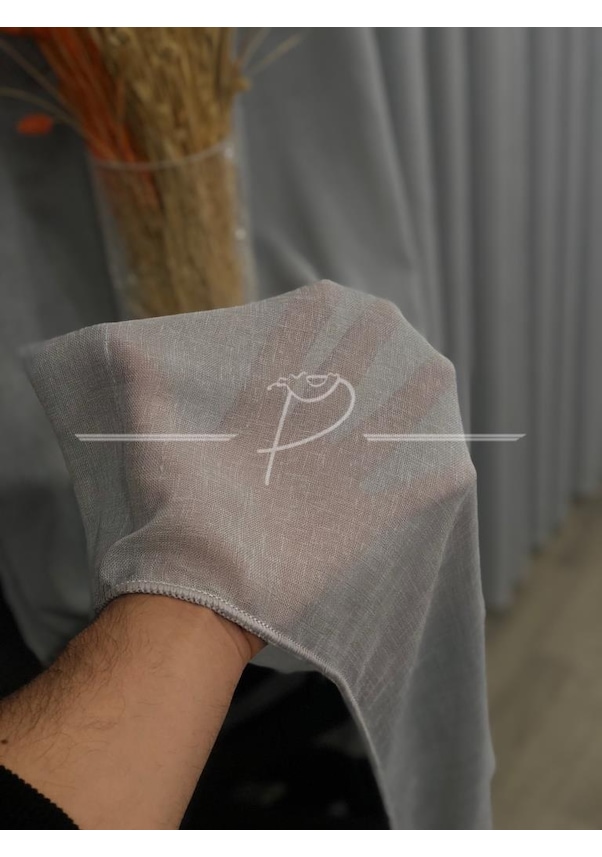 Resim Tül Perde Brillant MArka Foldet Keten Açık Gri Etek Kurşun Sarımlı Çok Renkli 