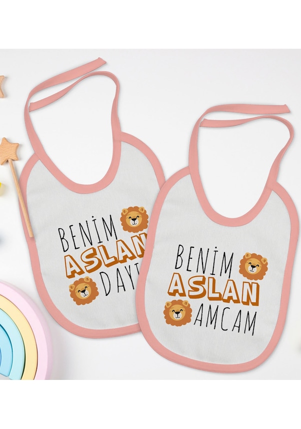 BK Kids Dayı ve Amca Tasarımlı 2’li Pembe Mama Önlüğü-1 BK Kids Dayı ve Amca Tasarımlı 2’li Pembe Mama Önlüğü-1
