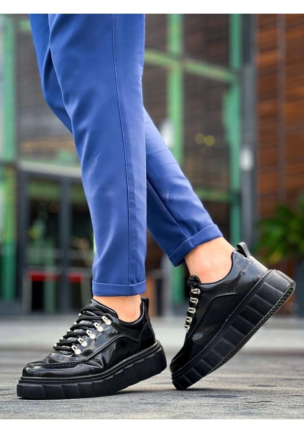 Resim Tb-x10 Terzi Bey Siyah Rugan Siyah Yüksek Taban Günlük Spor Ayakkabı Siyah2 