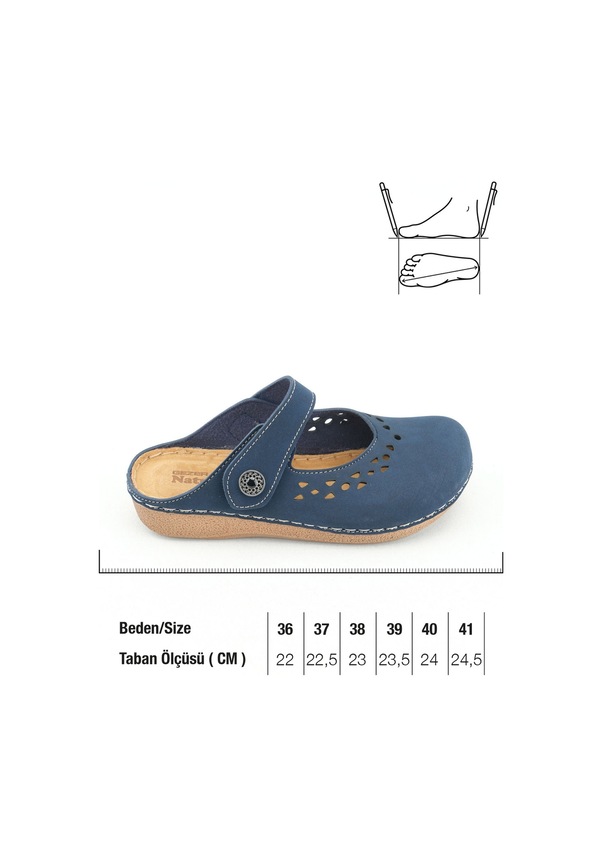 Resim Gezer Yazlık Kadın İç Tabanı Hakiki Deri Cırt Cırtlı Terlik Gt1yze.11236.00.013.g8 Lacivert 