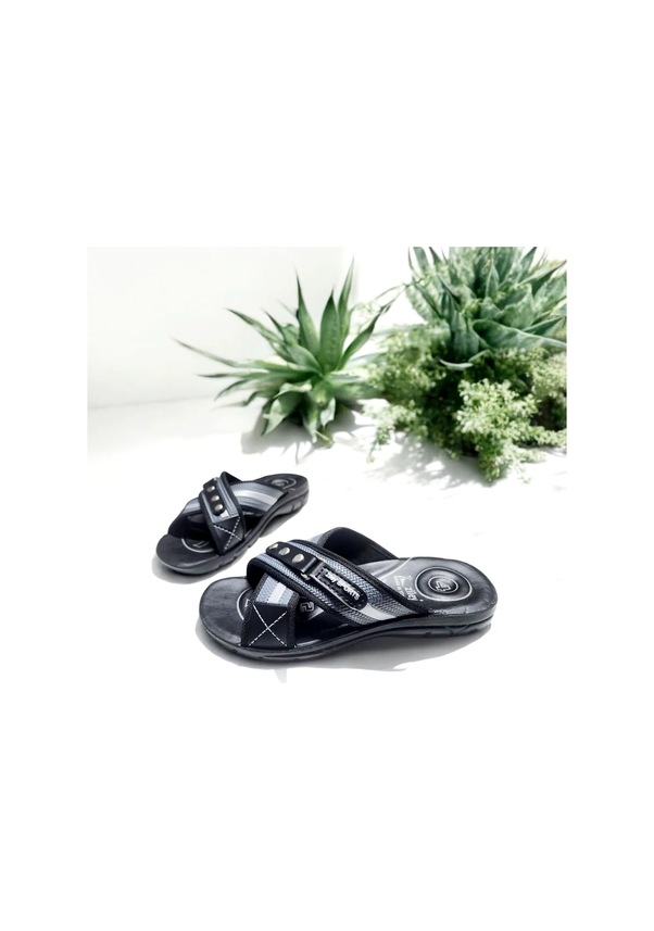 Resim Ortopedik 4 Nokta Yumuşak Taban Ev Ve Dışarı Terliği Gri - Siyah 