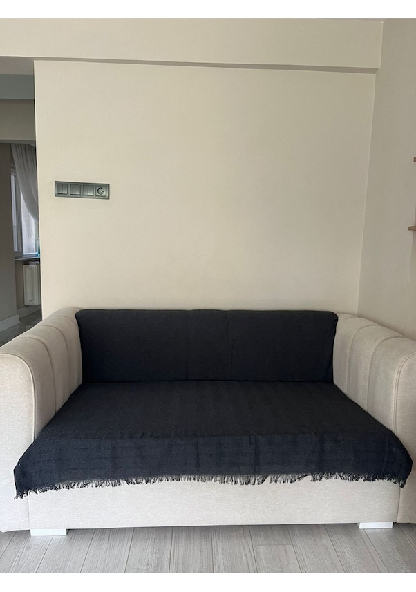 Resim Koltuk Örtüsü Balıksırtı Desenli Bej 