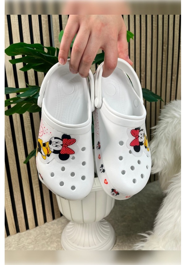 Resim Günlük Anne Kız Terlik Sabo Hemşire Doktor Aşçı Sandalet Desenli Taban Crocs Crf-8246 Minniemouse 