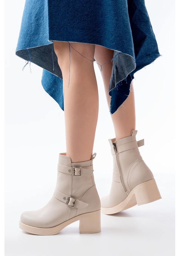 Resim 5109-3027 Kahverengi Topuklu Fermuarlı Günlük Kadın Bot - Kopya Resimdeki Renk 