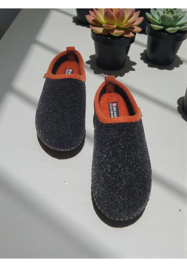 Resim Unısex Kaymaz Taban Keçe Rahat Yumuşak Taban Ev Terlik Antrasit 