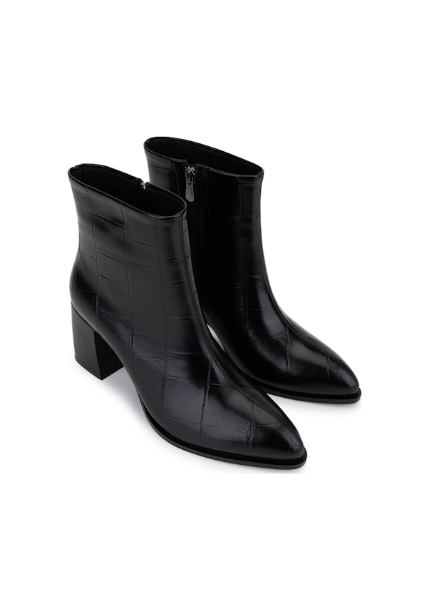 Resim Tamer Tanca Kadın Suni Deri Siyah Kroko Topuklu Bot 1162 945 Bn Bot Sk25-26 Sıyah Kroko Siyah Krako 
