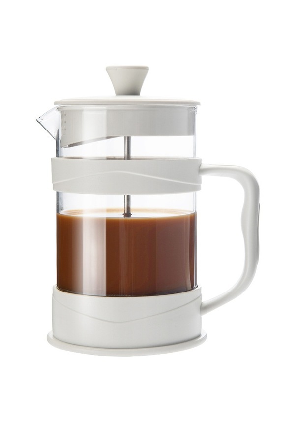 French Press Kahve Makinesi 12 Oz, Beyaz Kahve Presleri Borosilikat