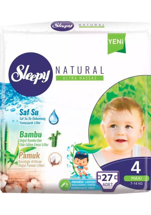 Sleepy Natural Bebek Bezi 4+ Numara Maxi Plus 27 Adet