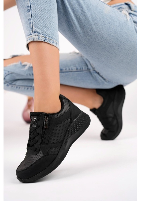 Resim Muggo Asia Garantili Kadın Ortopedik Günlük Bağcıklı Yandan Fermuarlı Rahat Sneaker Spor Ayakkabı 001 