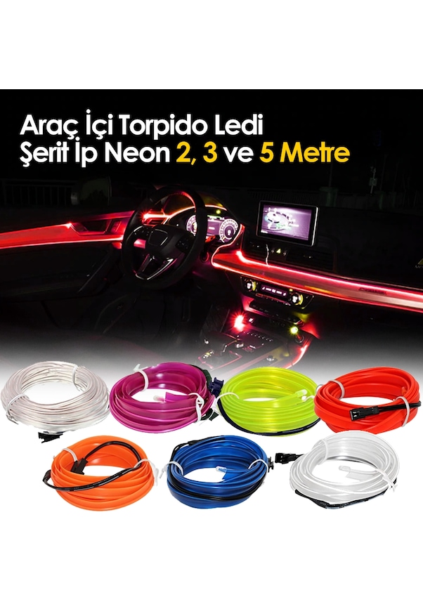 Araç Içi Torpido Ledi - Led Şerit Ip Neon 2, 3 Ve 5 Metre (310966802)