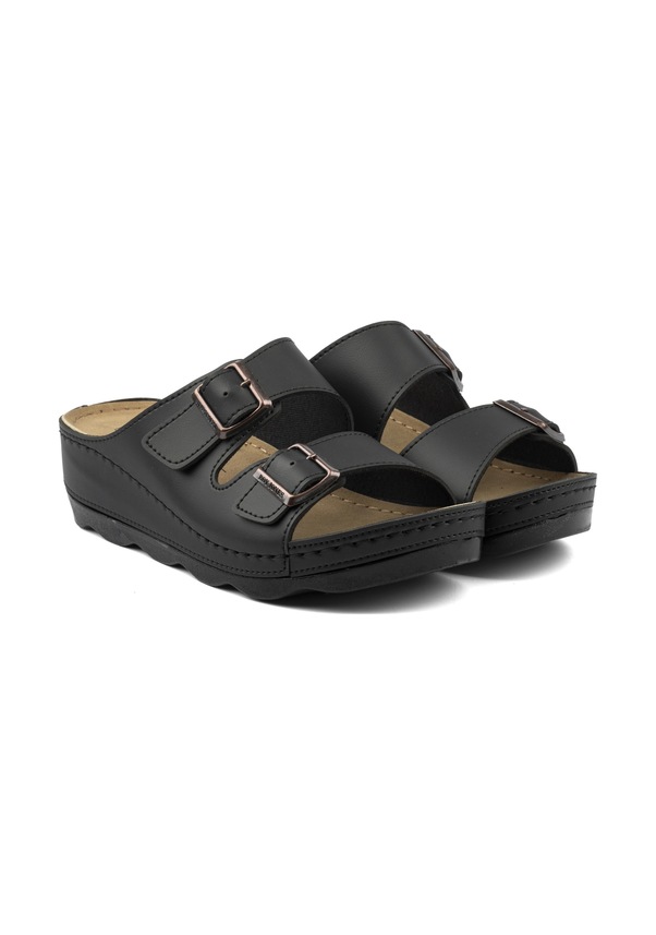 Resim Flexstride Tokalı Ayarlanabilir Anatomik Rahat Kadın Terlik-Siyah 