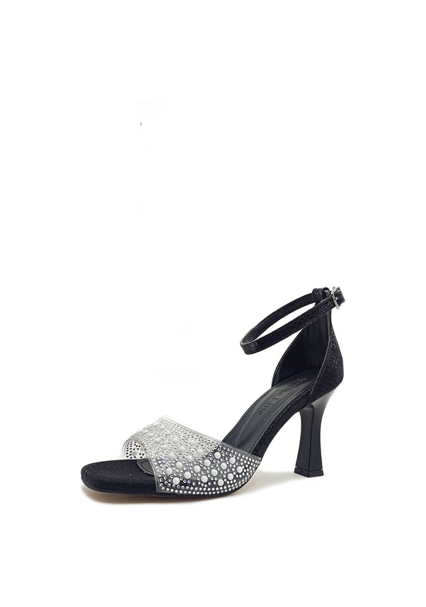 Resim Siyah Renk Şeffaf Boncuklu Bant Kadeh Topuk Kadın Abiye Ayakkabı Siyah 
