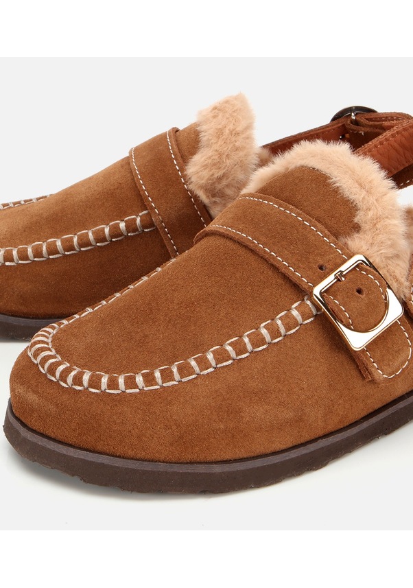 Resim Hotiç Kadın Süet Deri Taba İçi Kürklü Sabo Terlik 01teh315700a370 01teh315700a370 Taba 