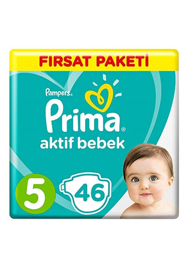 Prima Bebek Bezi Aktif Bebek 5 Numara Junior Fırsat Paketi 46 Adet