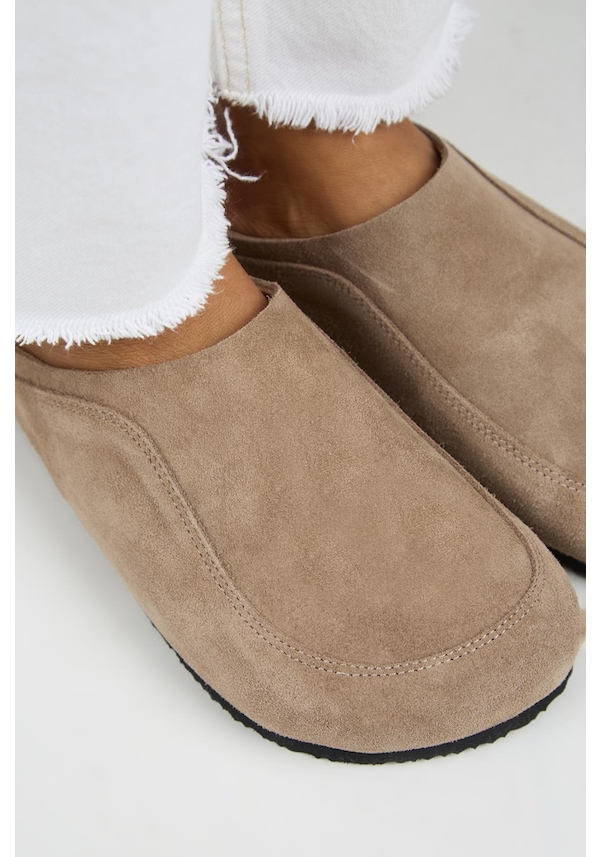 Resim Wind Kadın Hakiki Deri Düz Sabo Terlik-10496 Vizon 