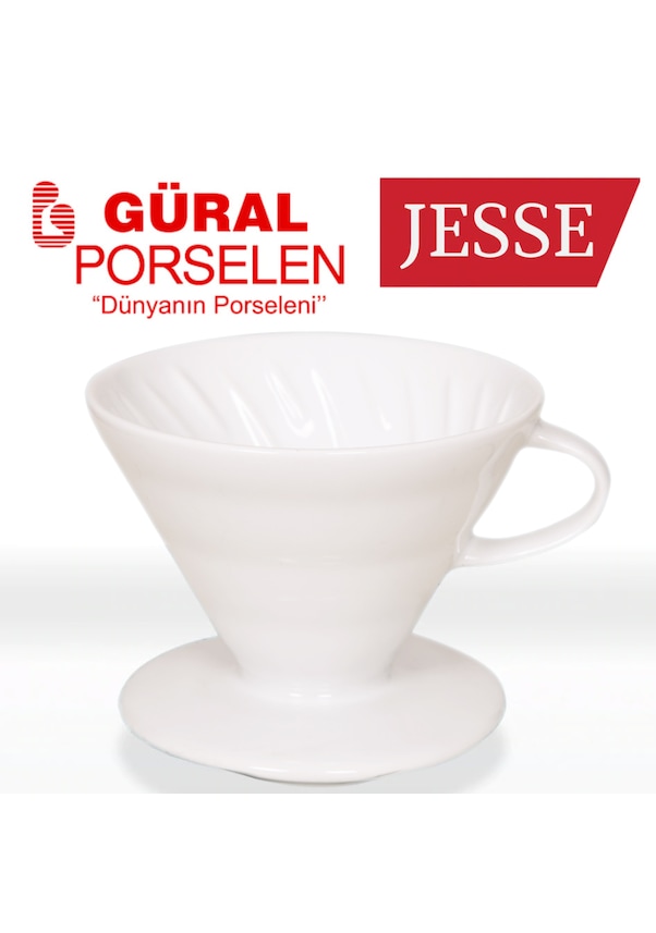 Jesse Güral Porselen V60 Porselen Dripper Kahve Demleme 3. Nesil