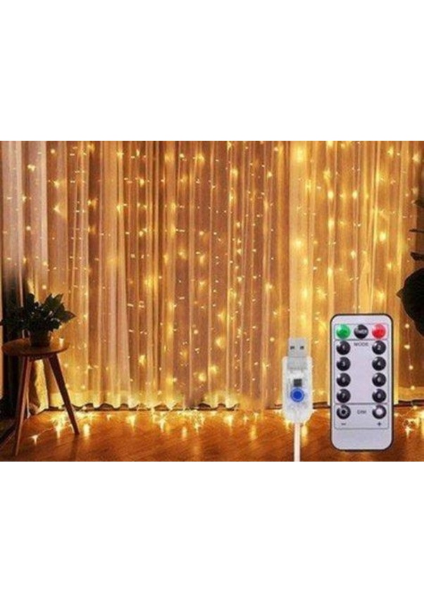 8 Fonksiyonlu Uzaktan Kumandalı Günışığı Perde Peri Led 3 mt x 3 mt ...