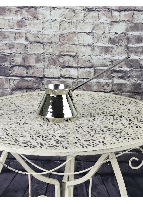 Resim Kalın Bakır Sap Dövme Topak Bakır Cezve 3 Fincanlık 