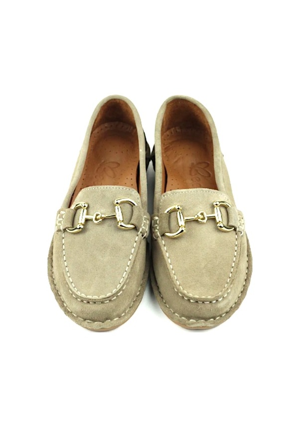 Resim Beety 224 Hakiki Rok Deri Bej Ortopedik Taşlı Kadın Babet Bej 