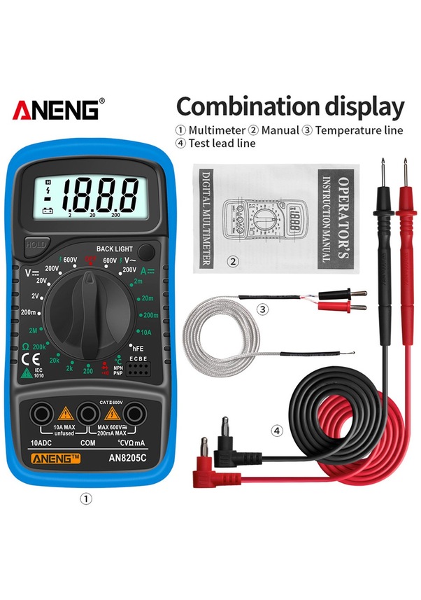 An8205c Blue-aneng An8205c Dijital Multimetre Otomatik Aralığı Arka ...