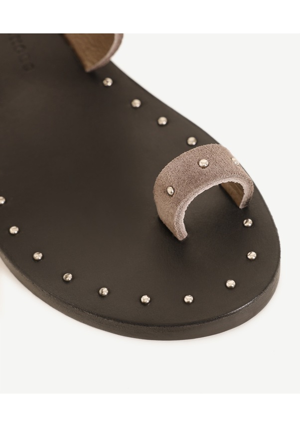 Resim Yargıcı Zımba Detaylı Deri Terlik 25ykay4088x 025 Vizon 