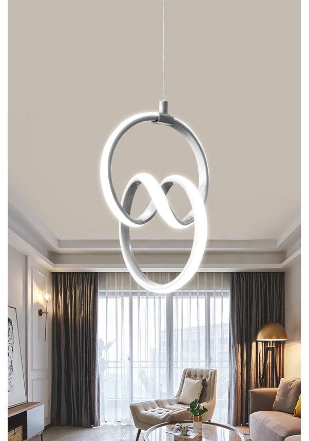 Modern Sarkıt Gümüş Kasa Beyaz Işık Led Avize 1 Yıl Garantili Led