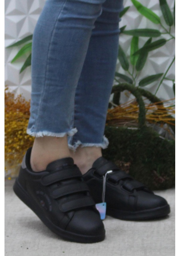 Resim Fort Row Milena Siyah Füme Rahat Hafif Sneaker Çırtlı Spor Ayakkabı 001 