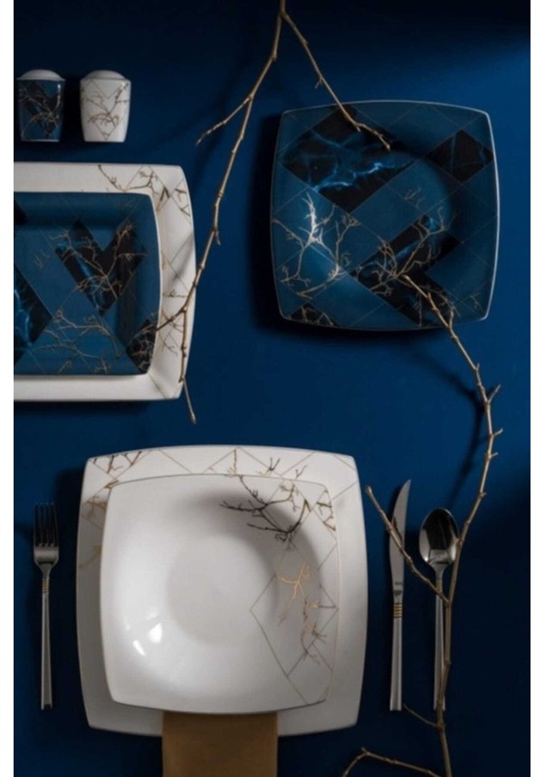 Karaca Fine Pearl Midnight 62 Parça 12 Kişilik İnci Yemek Takımı Kare