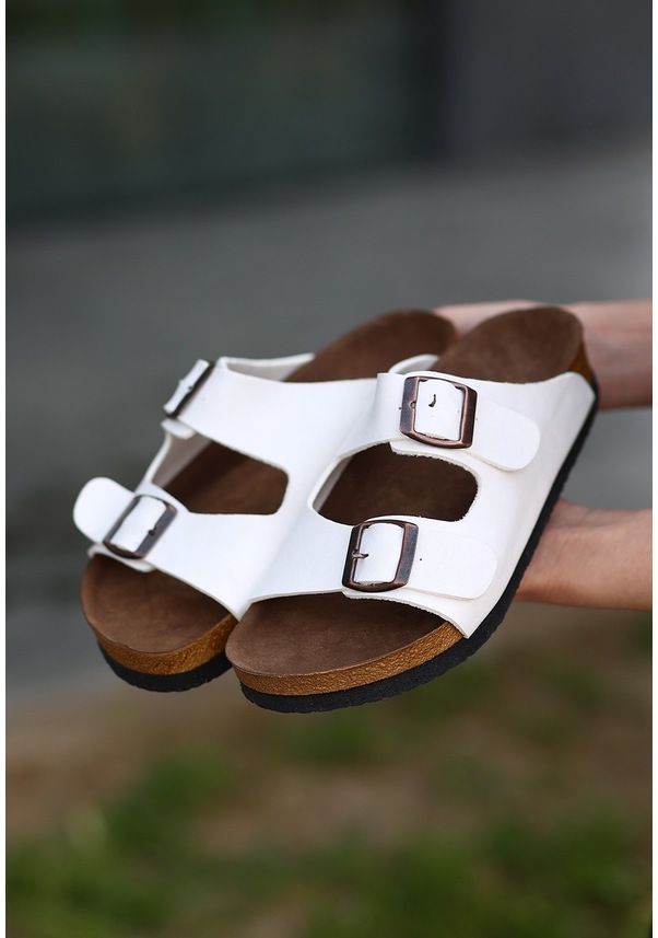 Resim Rıno Beyaz Nubuk Terlik 