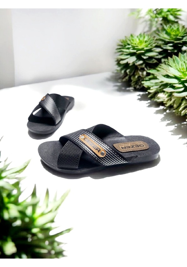 Resim Gezer Erkek Çapraz Bant Rahat Taban Ev Ve Dışarı Terliği 