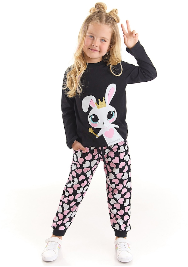 Denokids Tatlı Tavşan Kız Çocuk T-shirt Pantolon Takım Denokids Tatlı Tavşan Kız Çocuk T-shirt Pantolon Takım