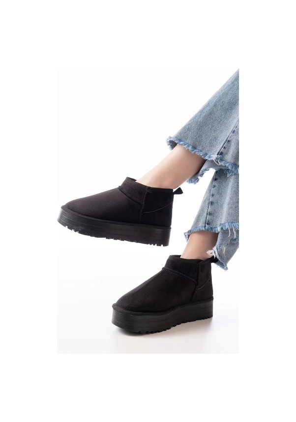 Resim Ndr-2850 Siyah Süet İçi Kürklü Kışlık Kapalı Burun Kadın Günlük Terlik Çok Renkli 