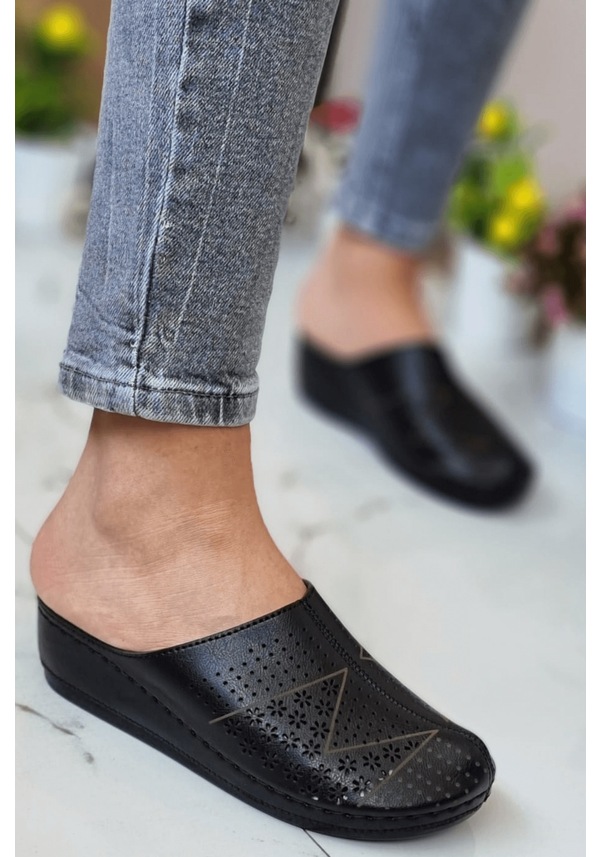 Resim Liza Kadın Sabo Medikal Doktor Hemşire Hastane Tam Ortopedik Önü Kapalı Ev Dışarı Terlik Siyah 