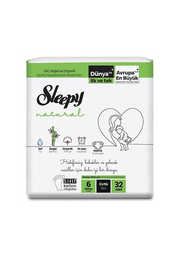 Sleepy Natural Bebek Bezi No:6 32'li Xlarge