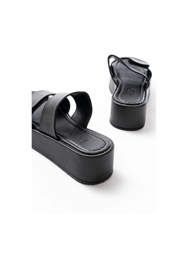 Resim 861-1034 Siyah Çıtçıtlı Dolgu Topuk Kadın Terlik Siyah 