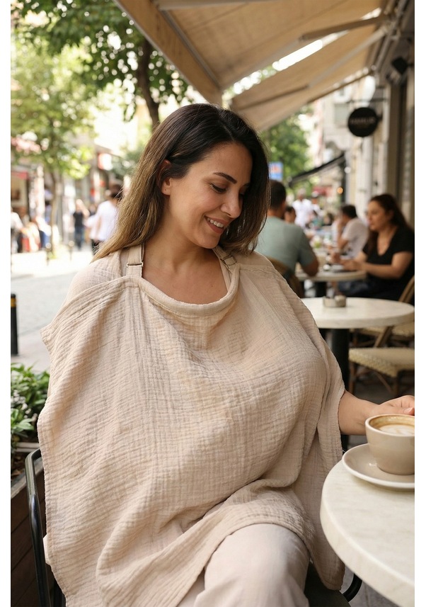 Resim Bebek Emzirme Önlüğü Bej 