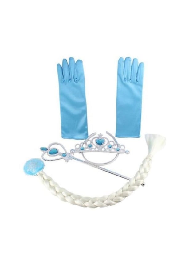 Elsa Asa Taç Saç Eldiven Aksesuar Seti - Elsa Frozen Aksesuar Set