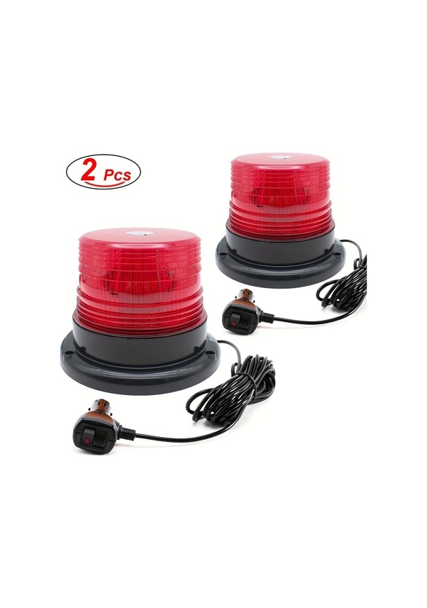 Cordial 2 Adet Kırmızı Amber Led Beacon Işığı 12 24v Manyetik Tabanlı