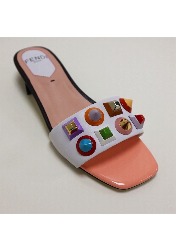 Resim Taş Detaylı Kadın Terlik Fendi 8r6507-86 Pembe 