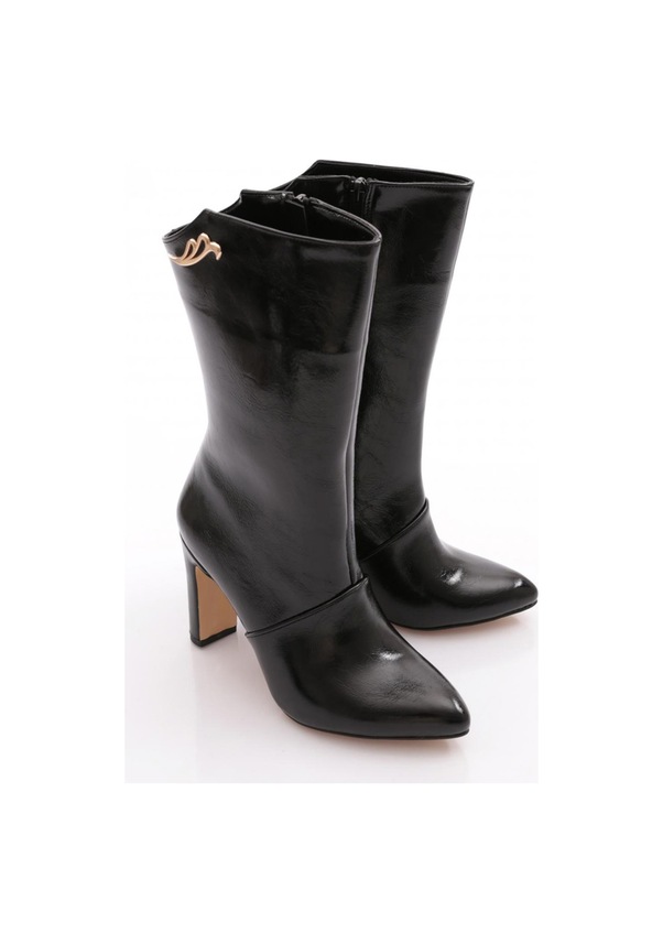 Resim Dgn 600-1 Kadin Topuklu Çizme Siyah Rustik 