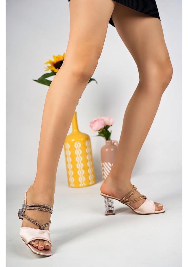 Resim Bulutmod Kadın Saten Üç Sargı Taş Ayakkabı Ve Topuklu Terlikleri 001 