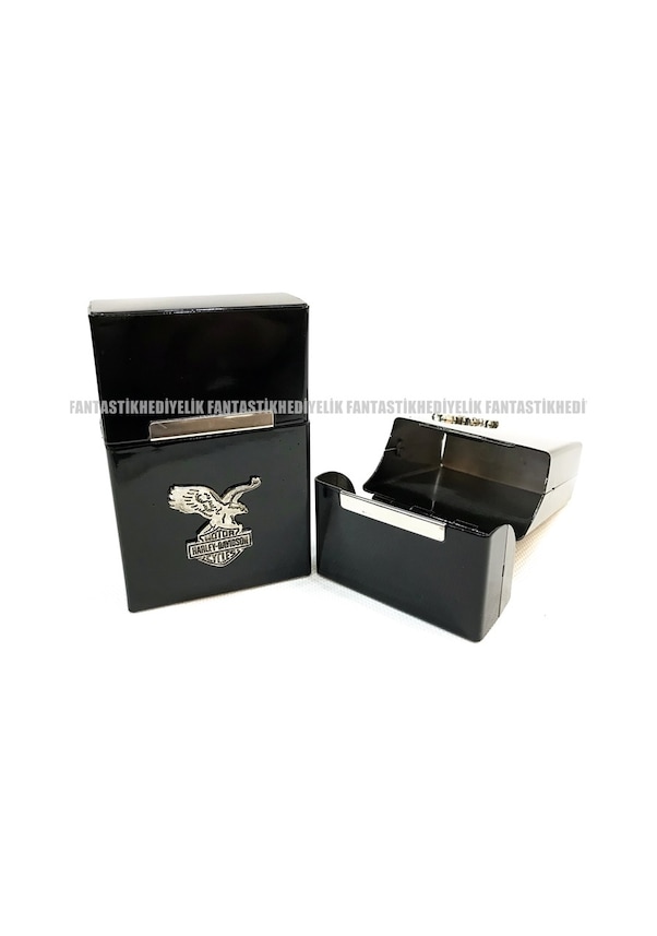 Resim Harley Davidson Mıknatıs Kapak Alüminyum Sigara Tutun Kutu Tabaka 