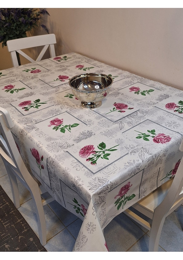 Resim Elyaflı Pvc Muşamba - Desenli Silinebilir Masa Örtüsü Mor Mor 