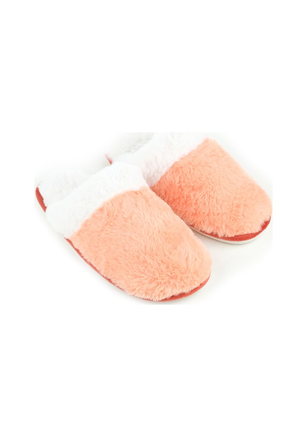 Resim Gezer Kışlık Ev İçi Peluşlu Kadın Terlik - Turuncu - Beyaz Beyaz - Turuncu 
