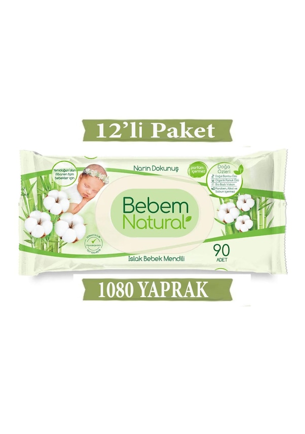 Bebem Natural Narin Dokunuş Islak Bebek Mendili 1080 Yaprak