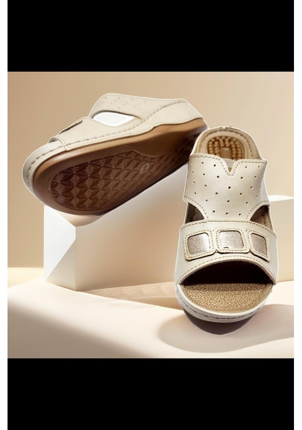 Resim 12239 Kadın Terlik Silikon Topuk Dikeni Terliği Bej 