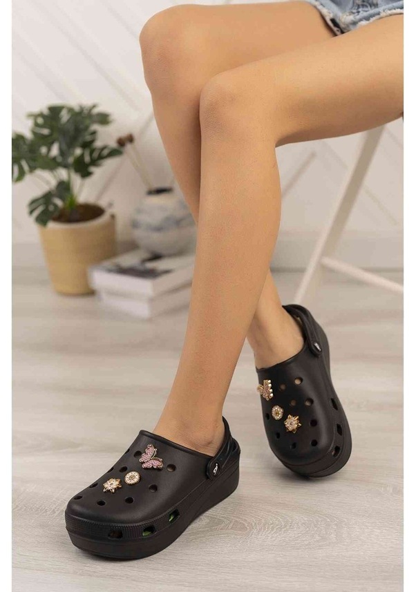 Resim Taş Tokalı Yumuşak Tabanlı Kadın Terlik Siyah Siyah 